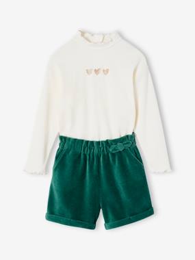 Girls-Outfits-Corduroy Shorts + Top for Girls