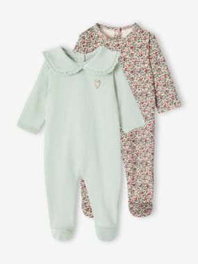 Baby-Pyjamas & Sleepsuits-Pack of 2 Fleece Sleepsuits for Newborns