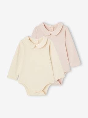 -Lot 2 bodies bébé fille pois flockés en coton Bio