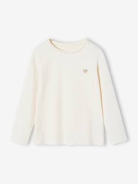 T-shirt Basics coeur pailleté manches longues fille  - vertbaudet enfant