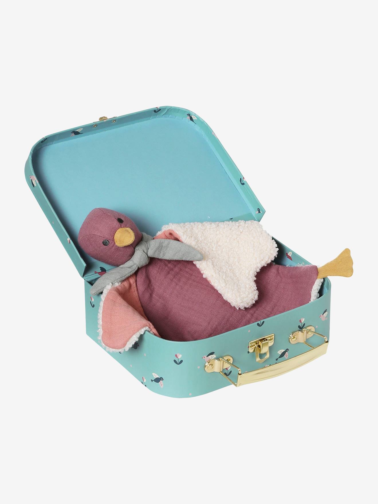 Doudou mouton bi-matière avec mallette beige Doudou mouton bi-matière avec mallette beige