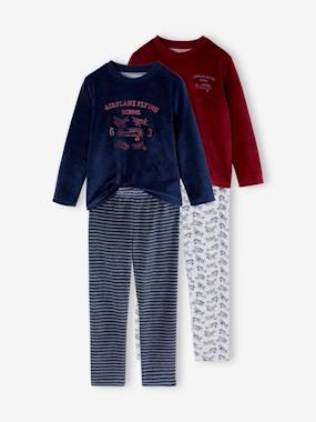 -Pack of 2 "Aeroplane" Pyjamas in Velour for Boys