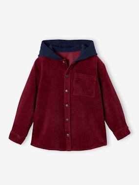 -Chemise en velours garçon capuche molleton