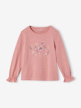 Fille-T-shirt romantique motifs brillants fille