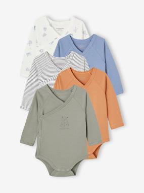 Baby-Bodysuits-Pack of 5 Long Sleeve Animals Bodies for Newborn Babies