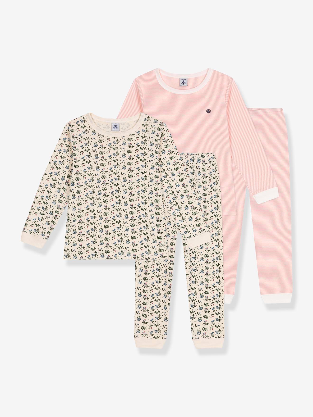 Pyjamas Petit Bateau Manches Longues Lot De 2 Côte Imprimée