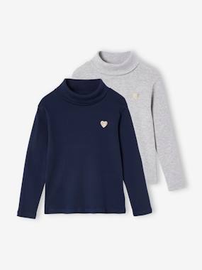 Fille-T-shirt, sous-pull-Lot 2 Sous Pulls Fille Coton