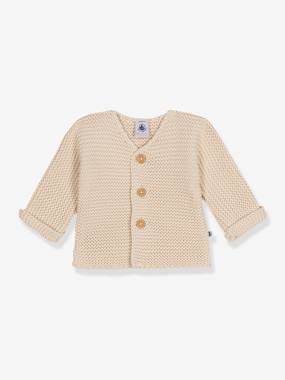 Baby-Jumpers, Cardigans & Sweaters-Cardigans-Garter Stitch Cardigan for Babies, in Organic Cotton, by Petit Bateau