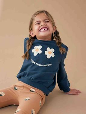 Girls-Outfits-Sweatshirt + Printed Leggings Ensemble for Girls