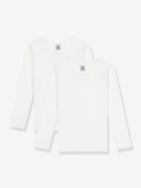 Girls-Tops-Pack of 2 Long Sleeve Tops - PETIT BATEAU