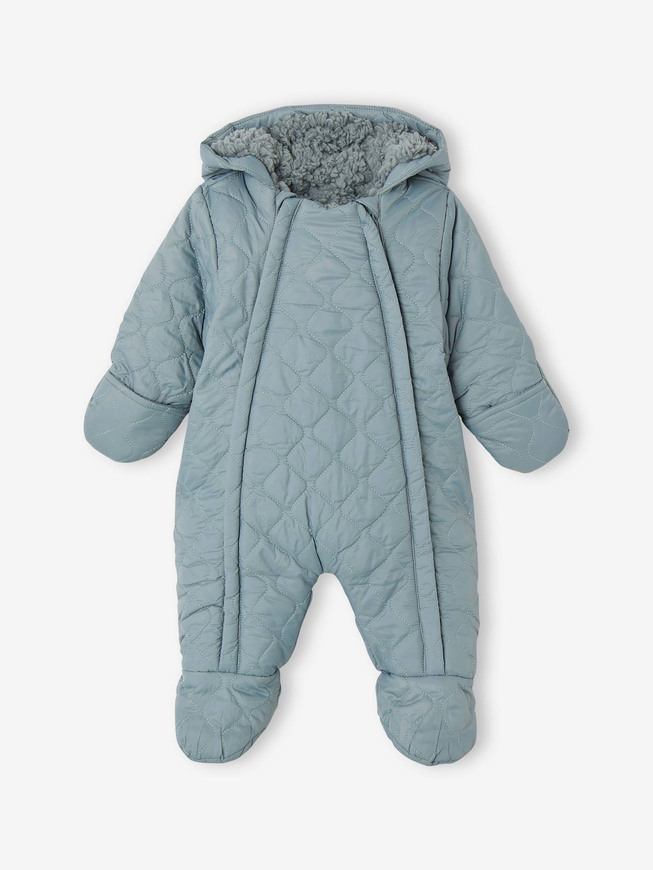 Padded Unisex Pramsuit, Sherpa Lining, for Babies peacock blue, Baby