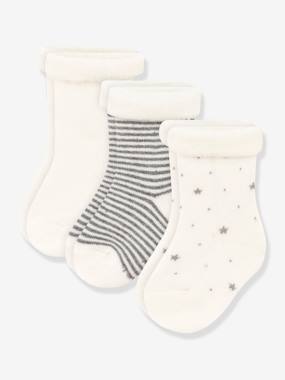 Baby-Socks & Tights-Pack of 3 Pairs of Knitted Socks for Babies, by PETIT BATEAU