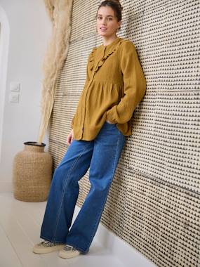 Blouse De Grossesse Et Allaitement En Gaze De Coton - Imprimé, Manches Longues, Ouverture Discrète Pour Allaiter - Vertbaudet
