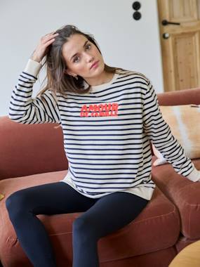 Vêtements de grossesse-Sweat style marinière "amour de famille" grossesse