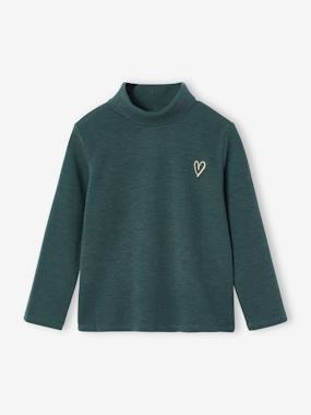 Girls-Polo Neck Top in Fancy Knit for Girls