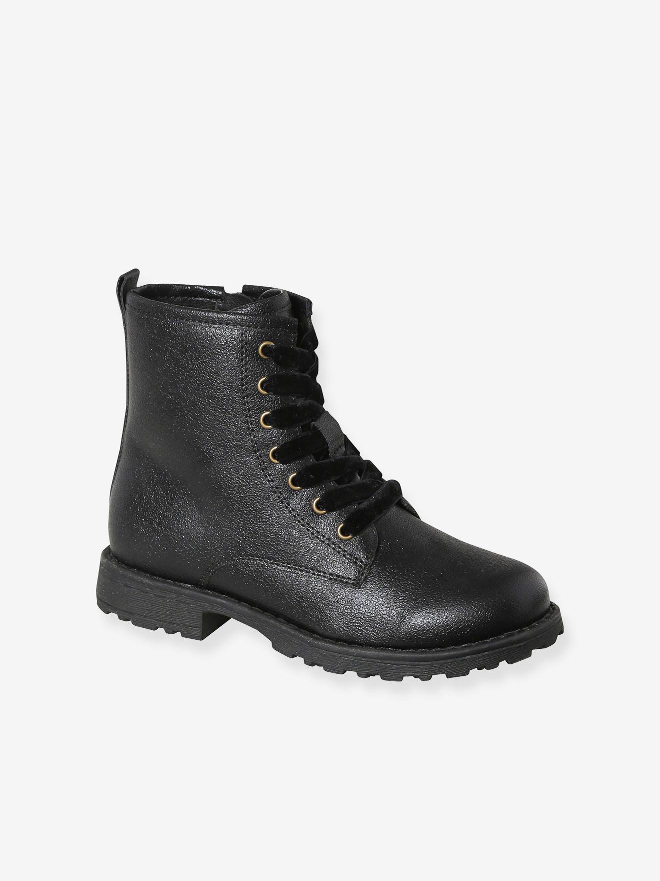 Bottines enfant fille vernies synthétique zippées noir imprimé