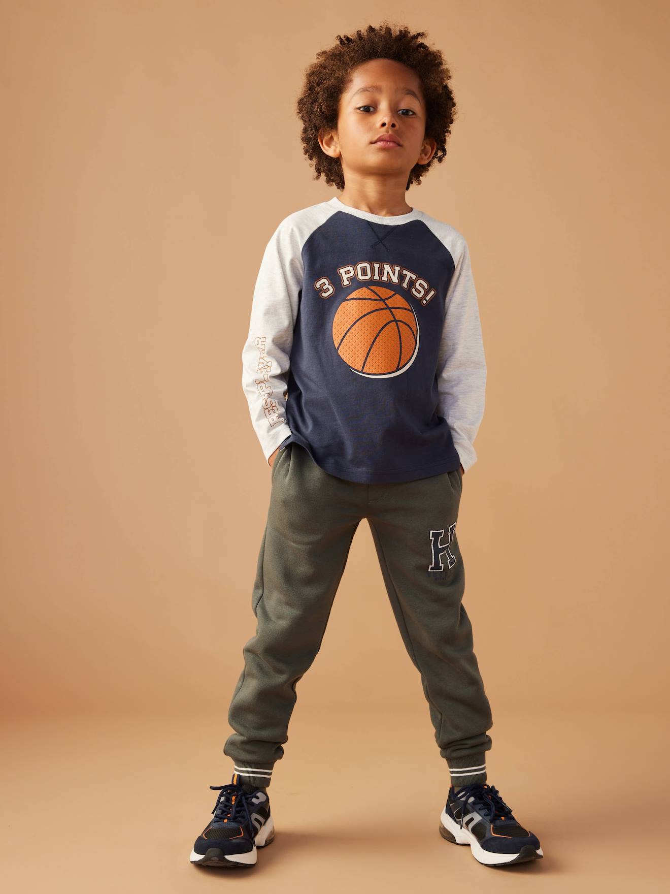 T-shirt manches longues coton bleu marine garçon | La Halle