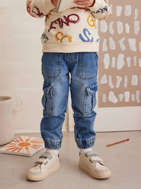 Boys-Jeans-Pull-On Cargo-Type Denim Trousers for Boys