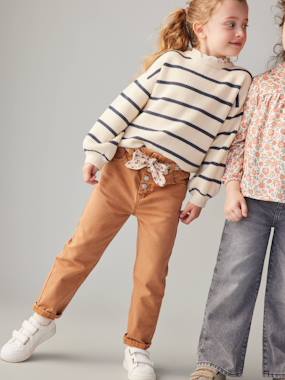 Girls-Trousers-Paperbag Trousers & Floral Belt for Girls