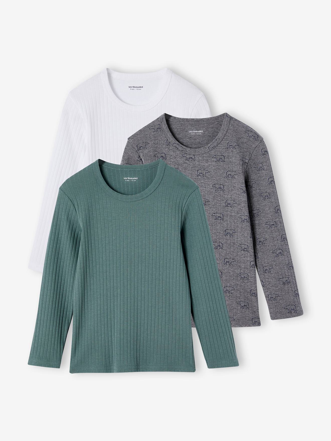 Pack of Long Sleeve Rib Knit Tops for Boys emerald green, Boys