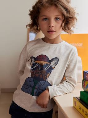 Boys-Fun Top with Sketch-Like Animal Motif for Boys