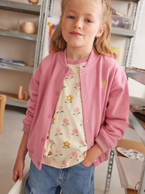 Girls-Cardigans, Jumpers & Sweatshirts-Varsity-Style Fleece Jacket for Girls