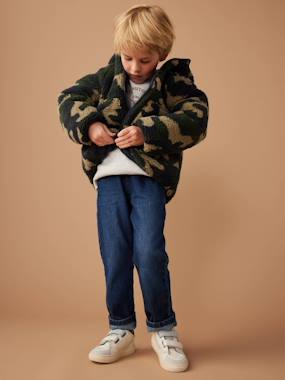 Boys-Reversible Hooded Jacket, Padded & in Sherpa, for Boys