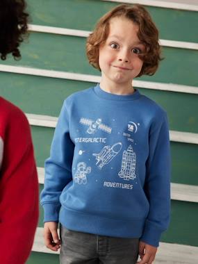 Boys-Cardigans, Jumpers & Sweatshirts-Sweatshirts & Hoodies-Basics Sweatshirt with Graphic Motif for Boys