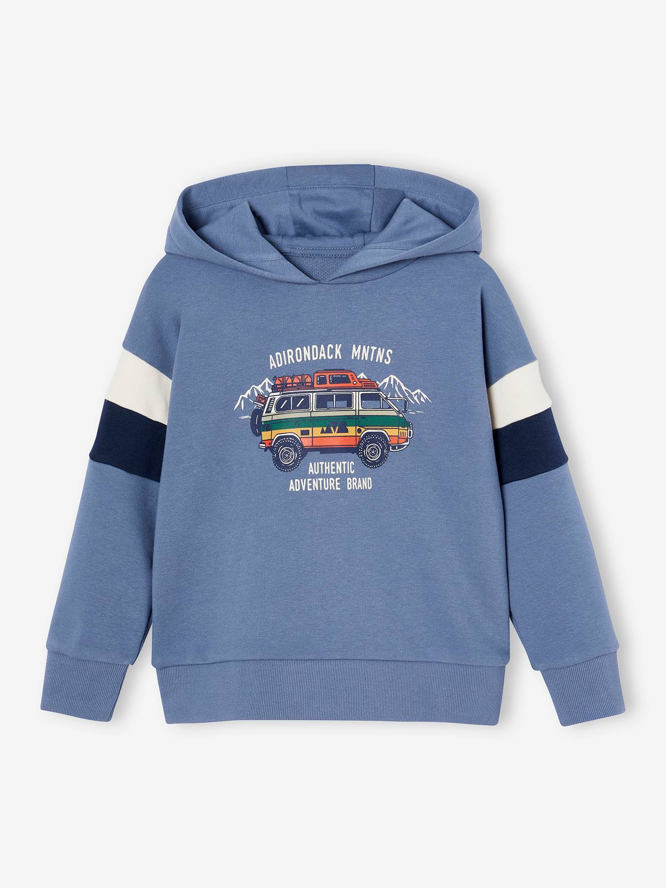 Hooded top with a motif on sale