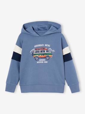 Boys-Hoodie with Graphic Motif & Colourblock Sleeves for Boys