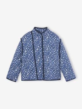 -Padded Floral Jacket with Sherpa Lining, for Girls