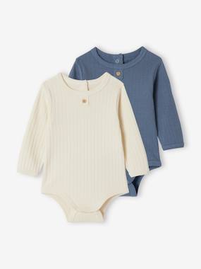 Baby-Pack of 2 Long Sleeve Bodysuits in Organic Cotton