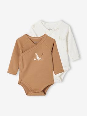 Baby-Bodysuits-Pack of 2 Long Sleeve Bodysuits in Organic Cotton for Newborn Babies