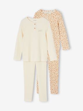 Fille-Pyjama, surpyjama-Lot de 2 pyjamas en côtes fille