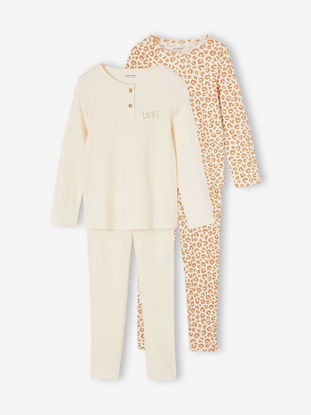 Lot De 2 Sous-Pulls En Côtes Pour Fille - Col Montant Avec Cœur Pailleté - 95% Coton, 5% Élasthanne - Vertbaudet - 7