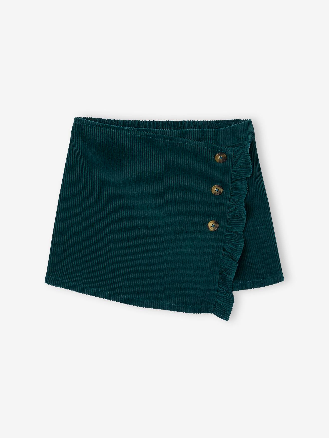 Vertbaudet Envelope Type Corduroy Skort for Girls English Green