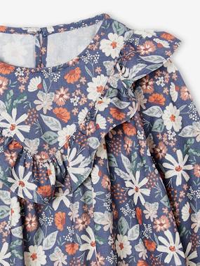 Robe Fille Vertbaudet à Manches Volantées - Imprimé, Col Rond, Ouverture Dos Facile