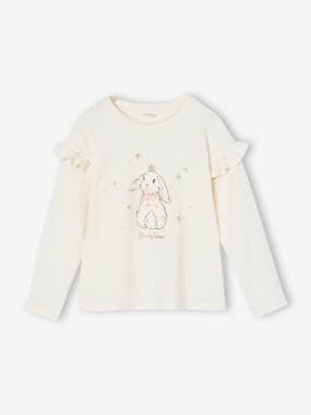 Fille-T-shirt, sous-pull-T-shirt de Noël lapin détails pailletés fille