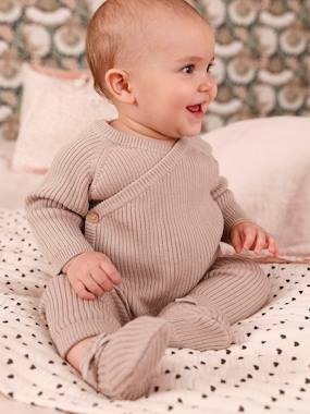 -Knitted Wrapover Cardigan for Babies