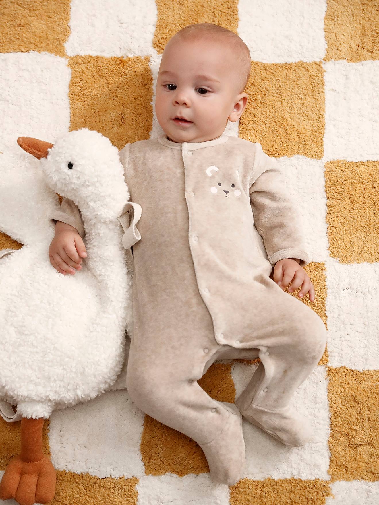 Coffret Dors-bien + Doudou Lapin En Velours écru - 3 Mois (60 Cm) - VERTBAUDET - 75% Coton, 25% Polyester