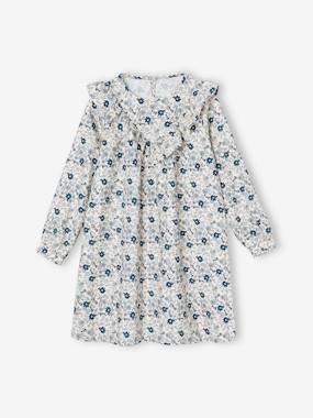 -Ruffled Dress with Floral Print, for Girls