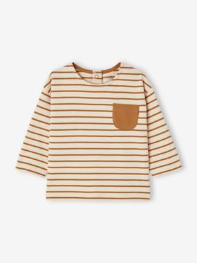 Baby-T-shirts & Roll Neck T-Shirts-Striped Long Sleeve Top, for Babies