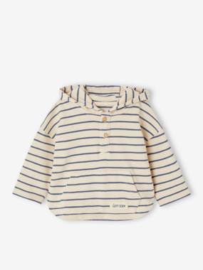 Baby-T-shirts & Roll Neck T-Shirts-Striped Hooded Top for Baby Boys