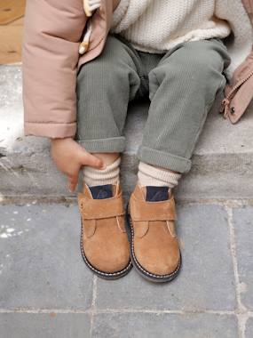 Shoes-Baby Footwear-Leather Boots with Hook-&-Loop Strap, for Babies