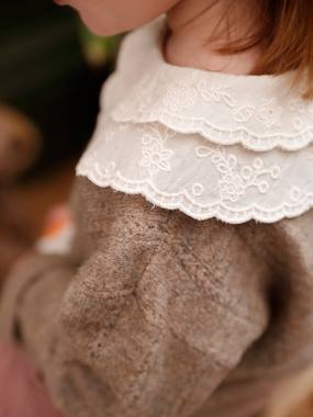 Baby-Jumpers, Cardigans & Sweaters-Fancy Knit Jumper with Embroidered Collar for Baby Girls