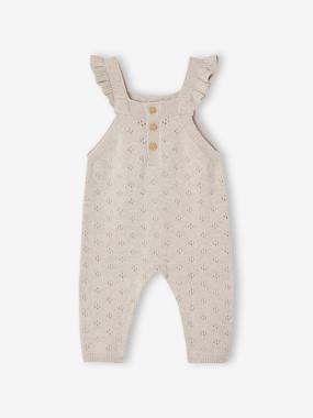 Baby-Dungarees & All-in-ones-Knitted Dungarees with Frilly Straps for Babies