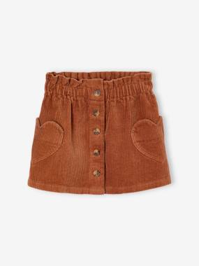 Girls-Corduroy Skirt with Heart Pockets for Girls