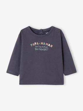 Baby-T-shirts & Roll Neck T-Shirts-T-Shirt with Message in Organic Cotton for Babies