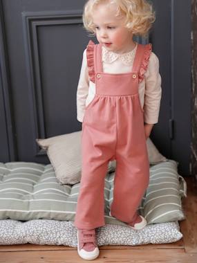 Baby-Dungarees & All-in-ones-Fleece Dungarees, Ruffled Straps, Organic Cotton, for Babies