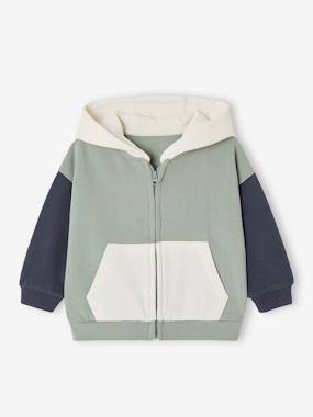 Baby-Hooded Colourblock Jacket in Fleece, for Babies